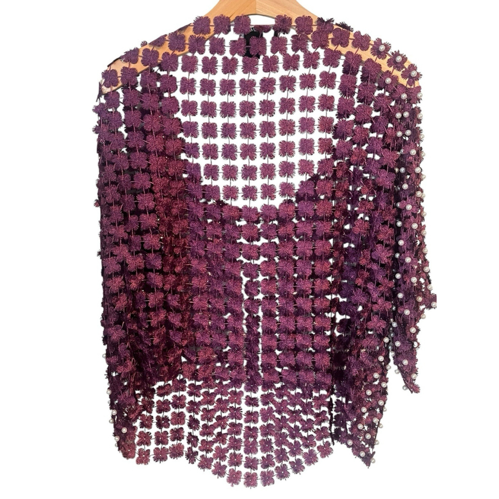 Midnight Velvet Knit Top Womens Size XL Purple Pearl - Picture 9 of 9